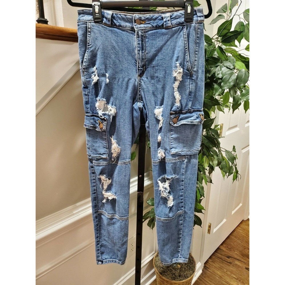Fashion Nova Women's Blue Denim Cotton Mid-Rise Skinny Legs Jeans Pant Size 9